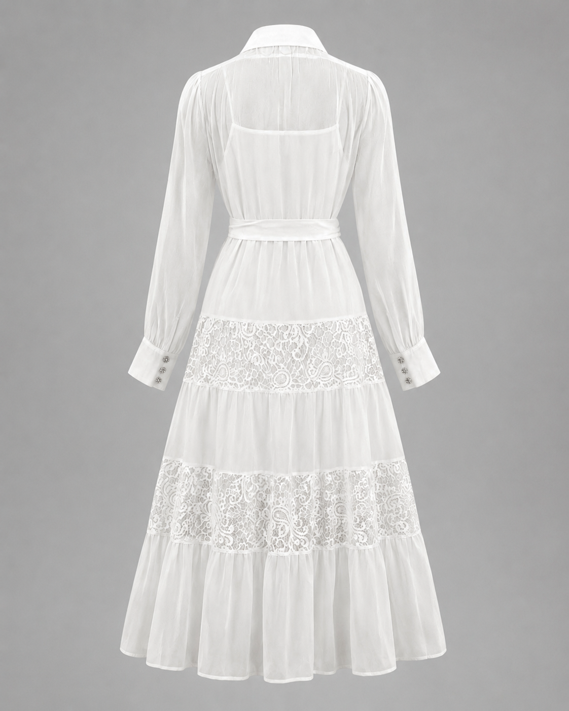 Rochie alba midi cu perle