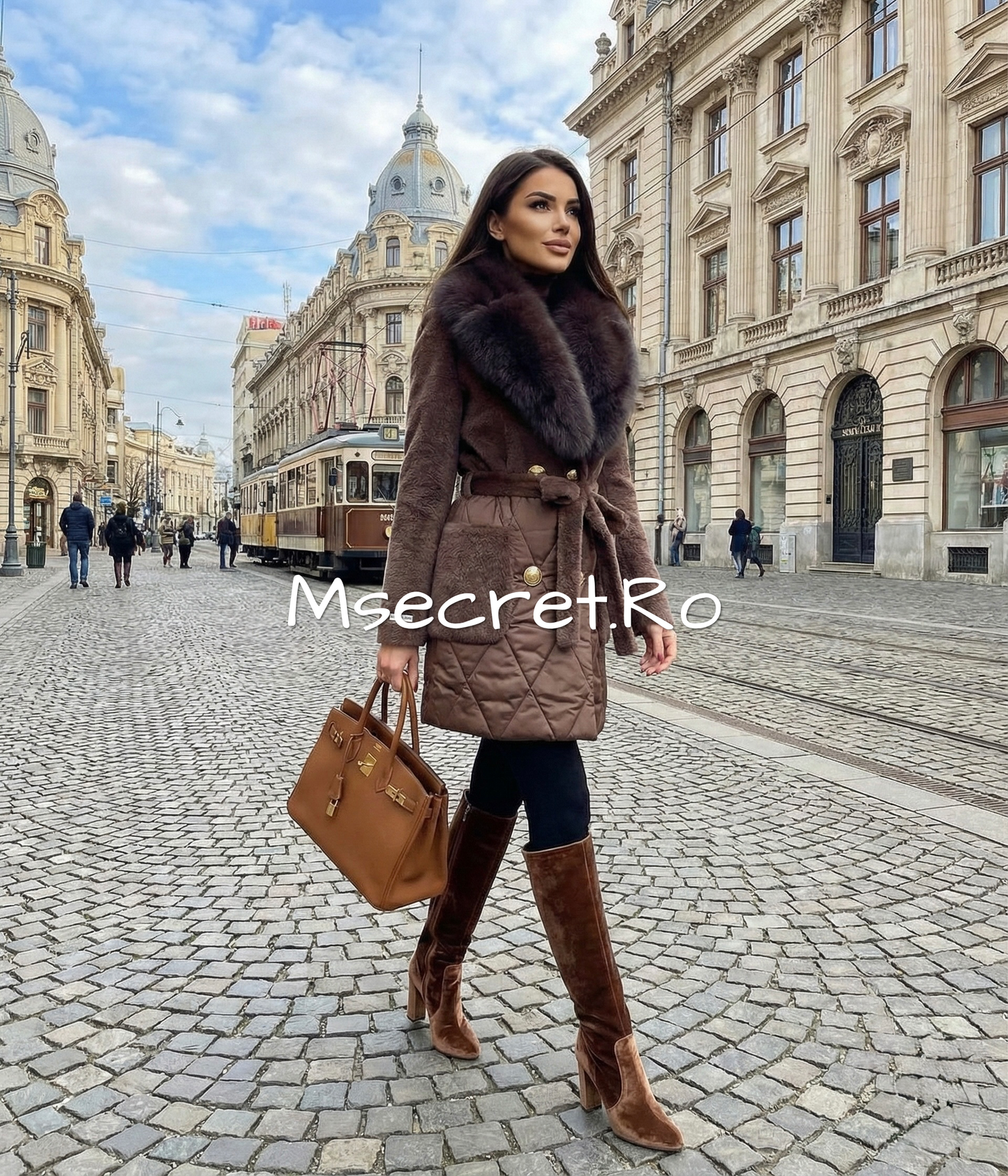 Fox fur, Alcantara, and quilted inserts jacket