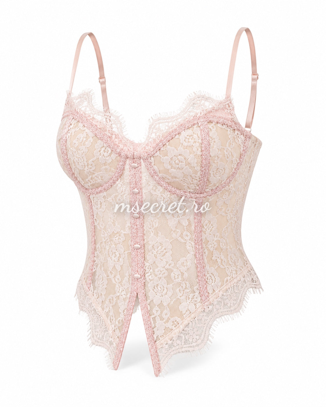 Corset roz din dantela