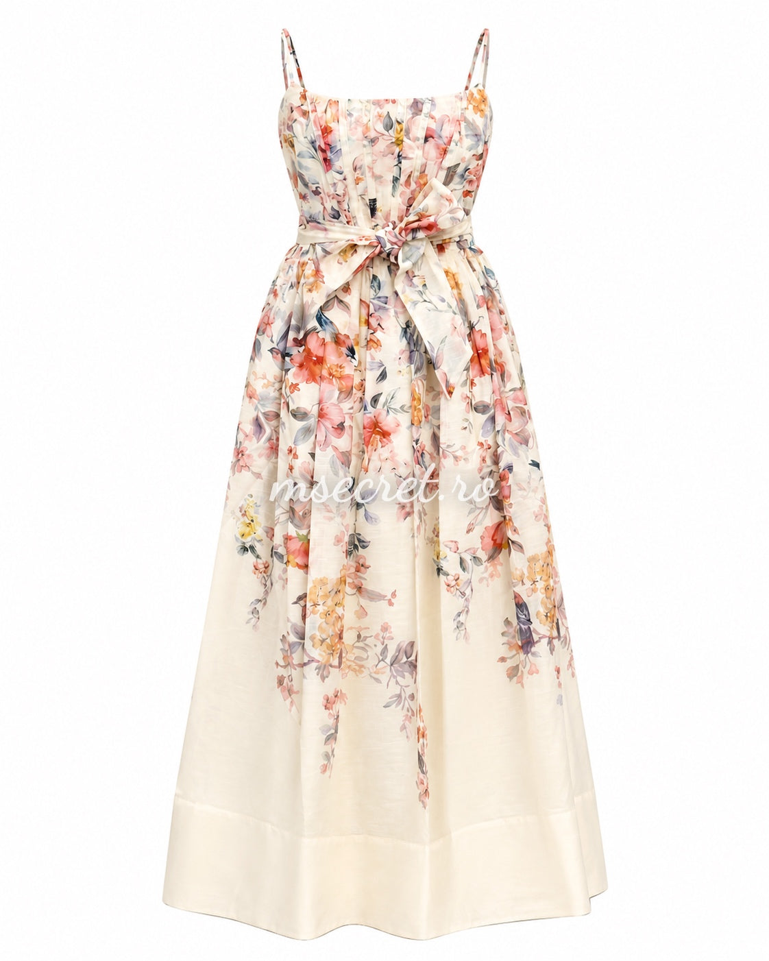 Rochie lunga din in cu imprimeu floral Mira