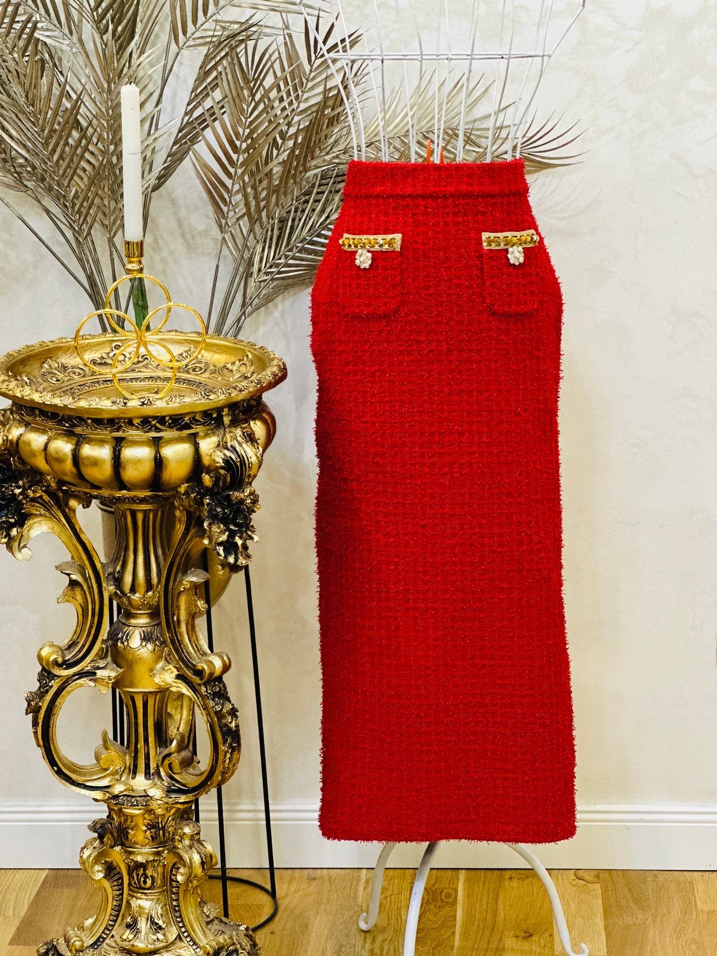 Set roșu cu detalii aurii Red Royal Tweed