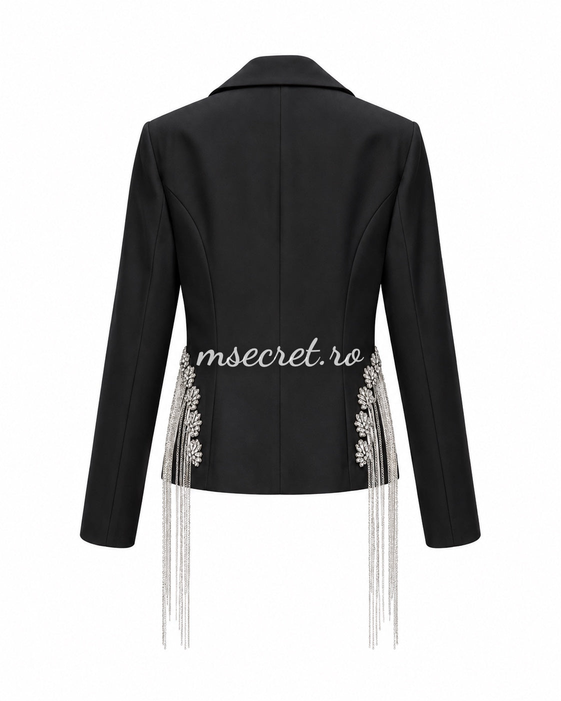 Elegant black suit with a jacket and flared trousers