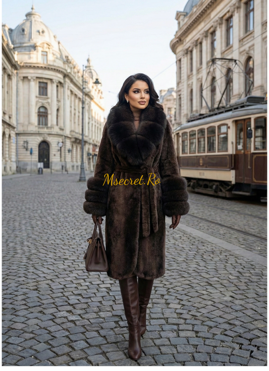 Haina de Blana naturala de vulpe cu Alcantara