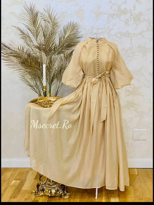 Rochie midi din in si matase