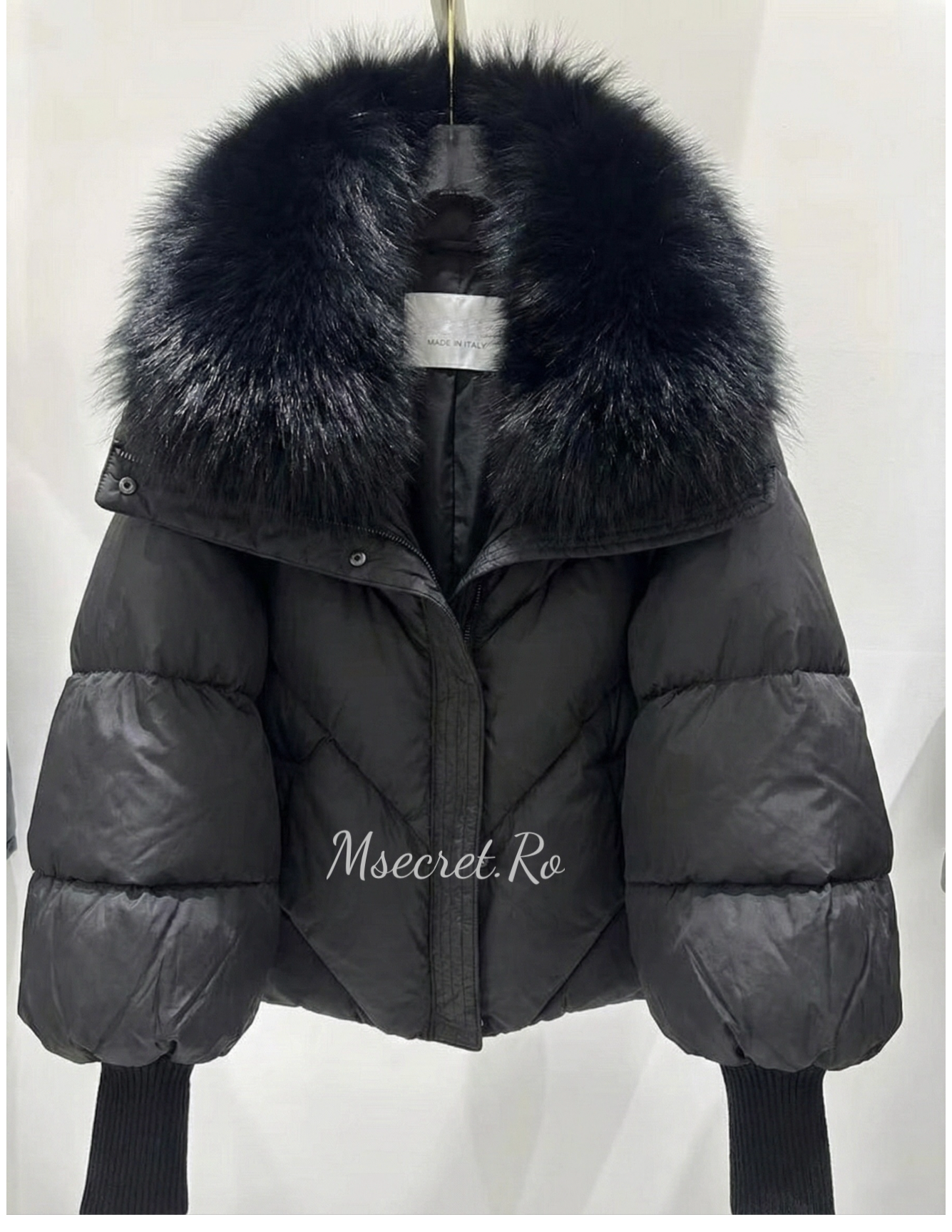 Jacket with natural fur collar