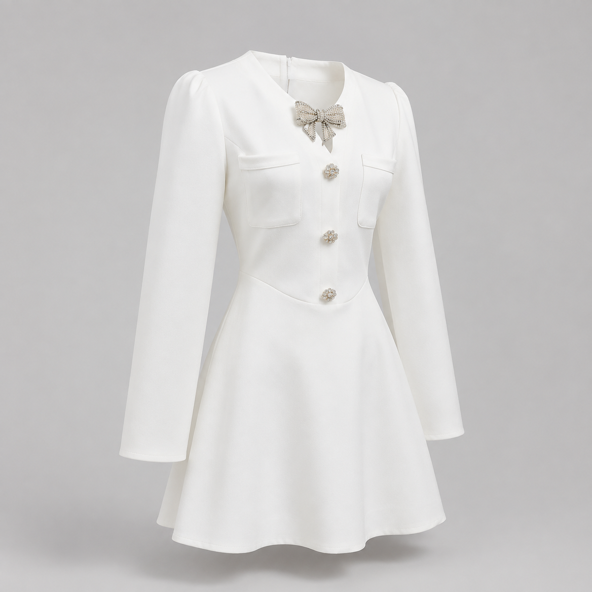 Rochie scurta alba cu pietre Mona