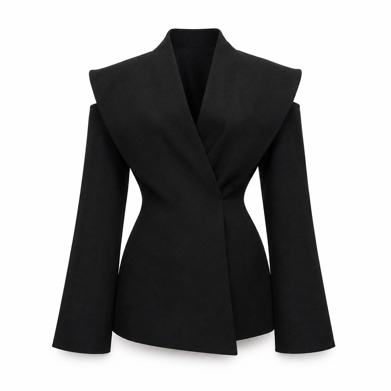 Sacou negru elegant cu umeri structurati
