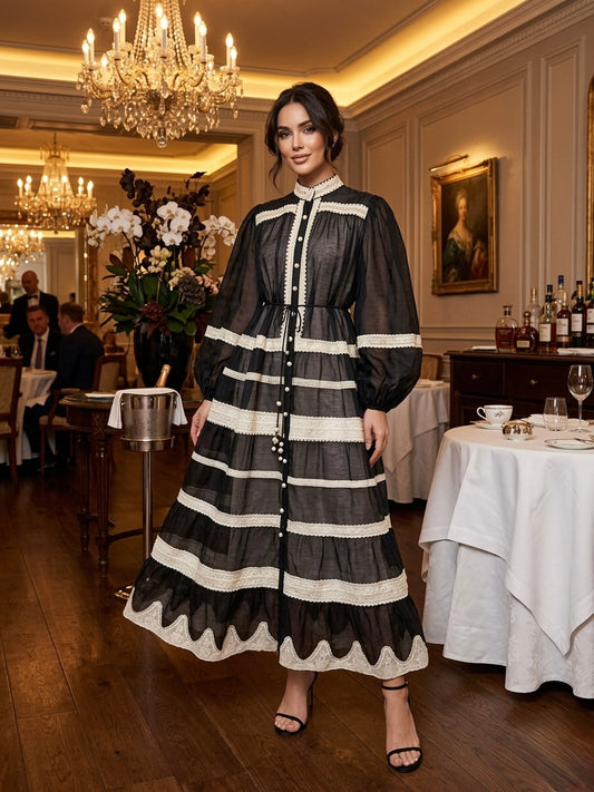 Rochie neagra din in cu jupa