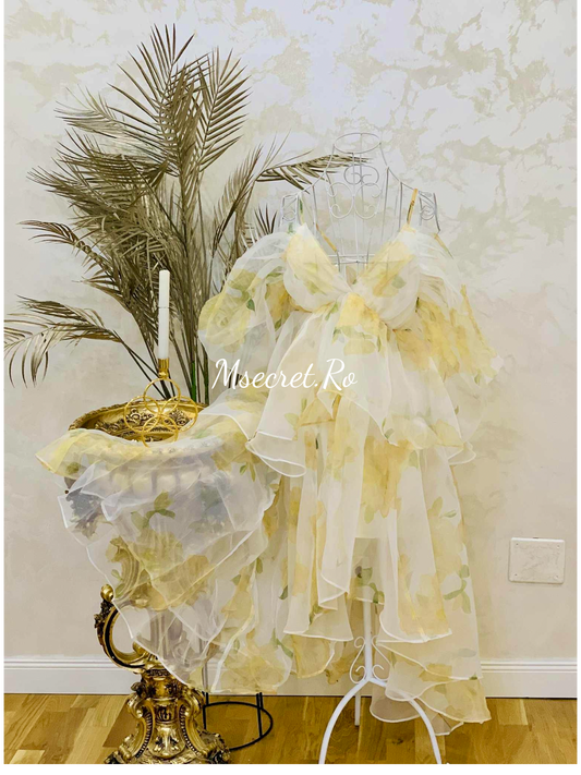 Rochie din organza cu model floral