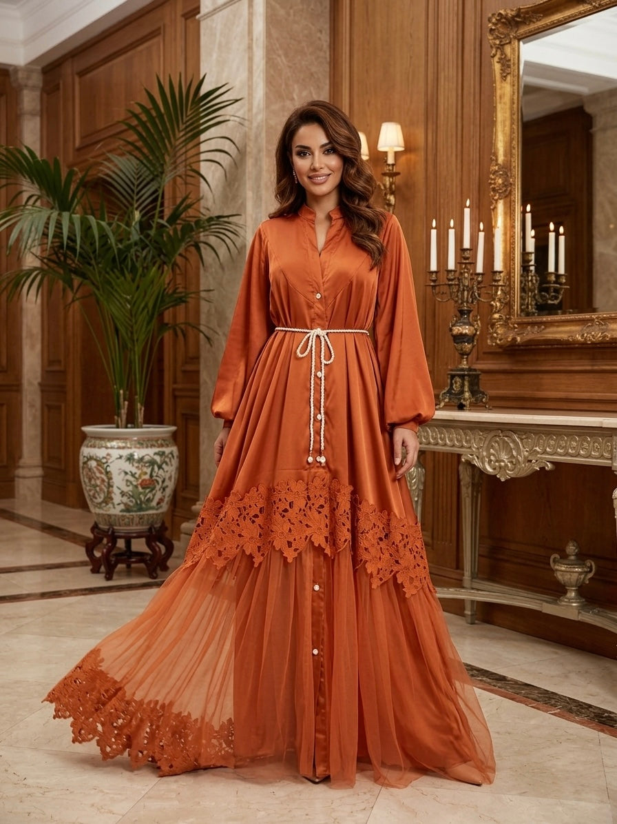 Orange dress with lace