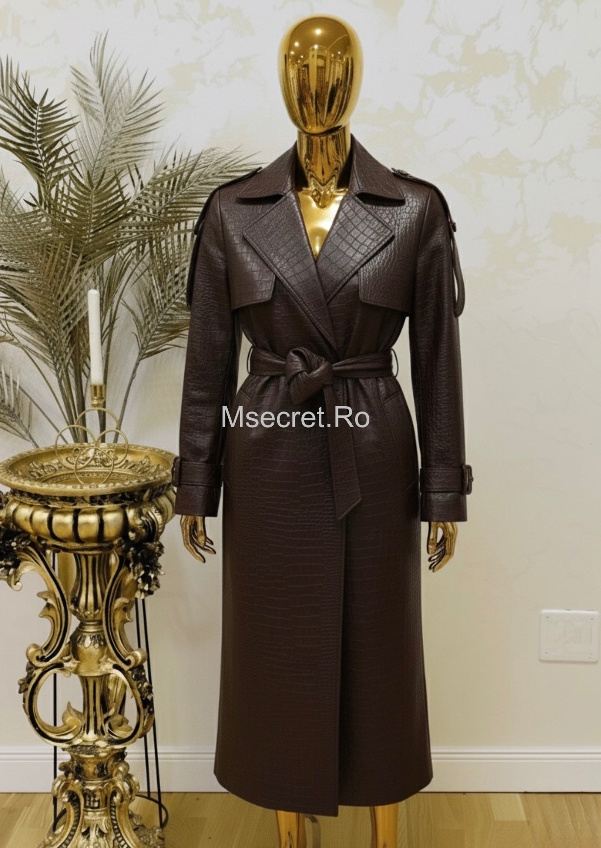 Trench lung din  piele Bellisima
