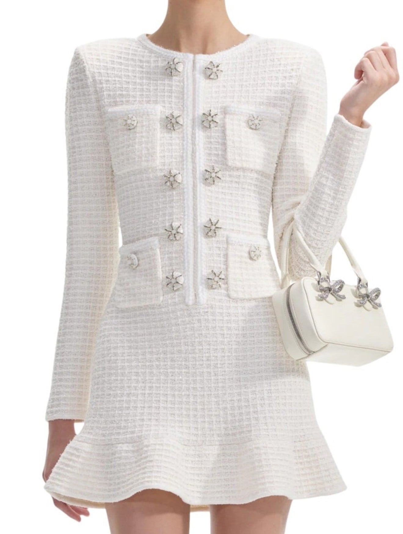 Rochie alba cu detalii argintii Black Royal