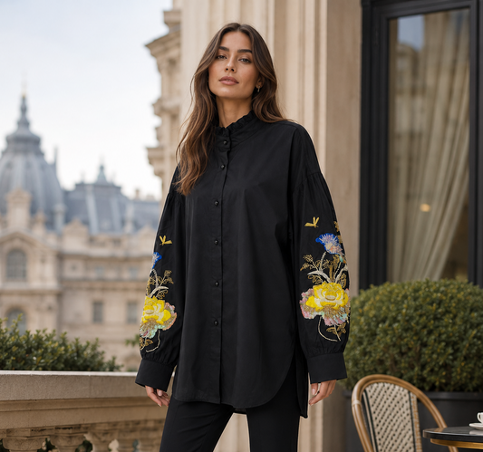 Camasa neagra cu broderie