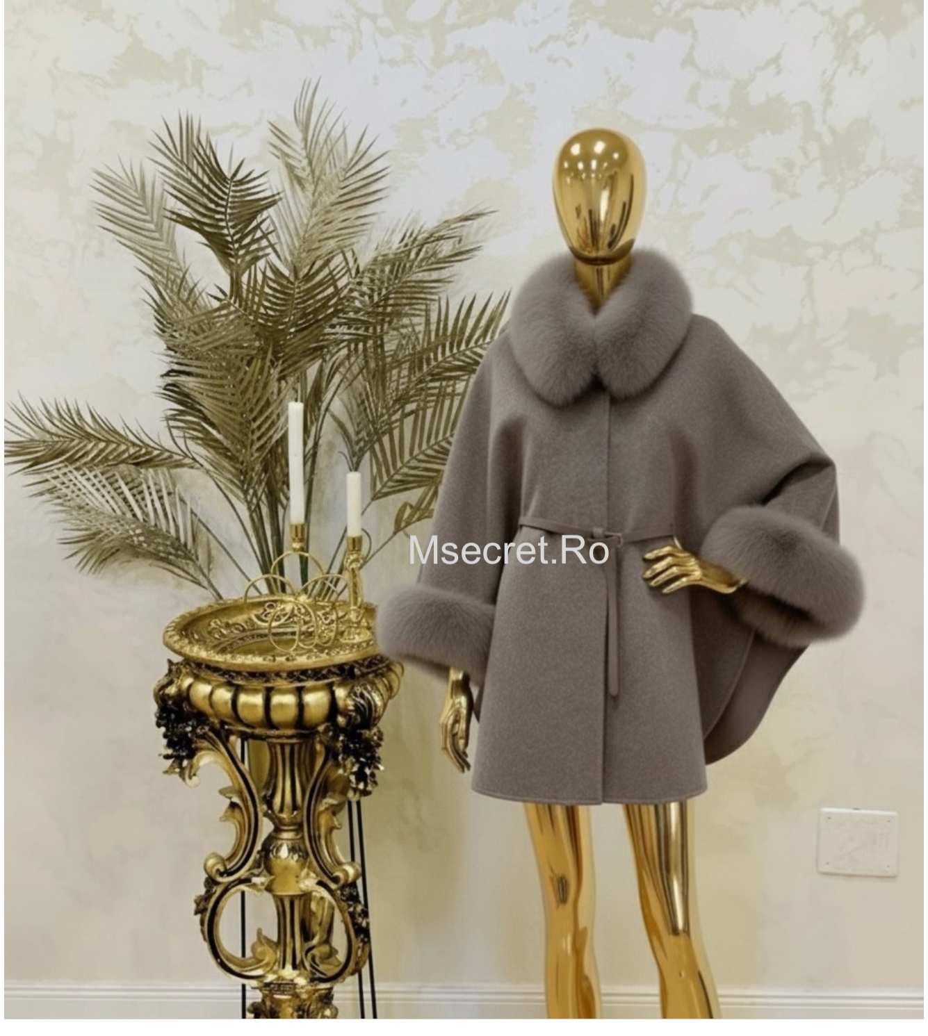 Capa din lana cu blana naturala