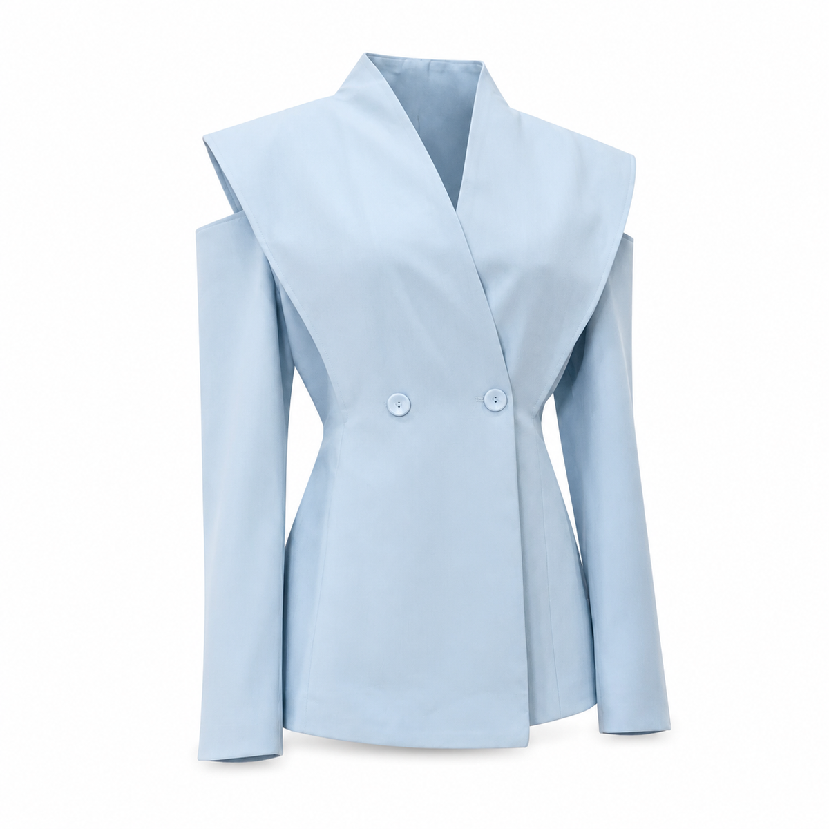 Sacou blue elegant cu umeri structurati