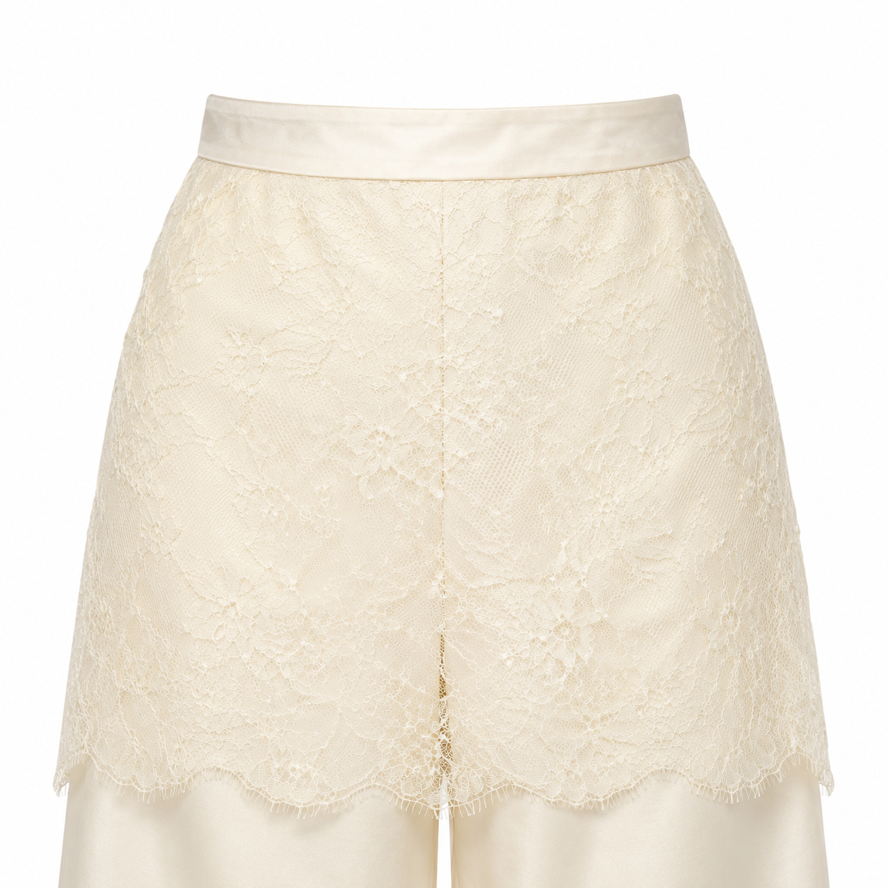 Cream elegant trousers with lace overlay