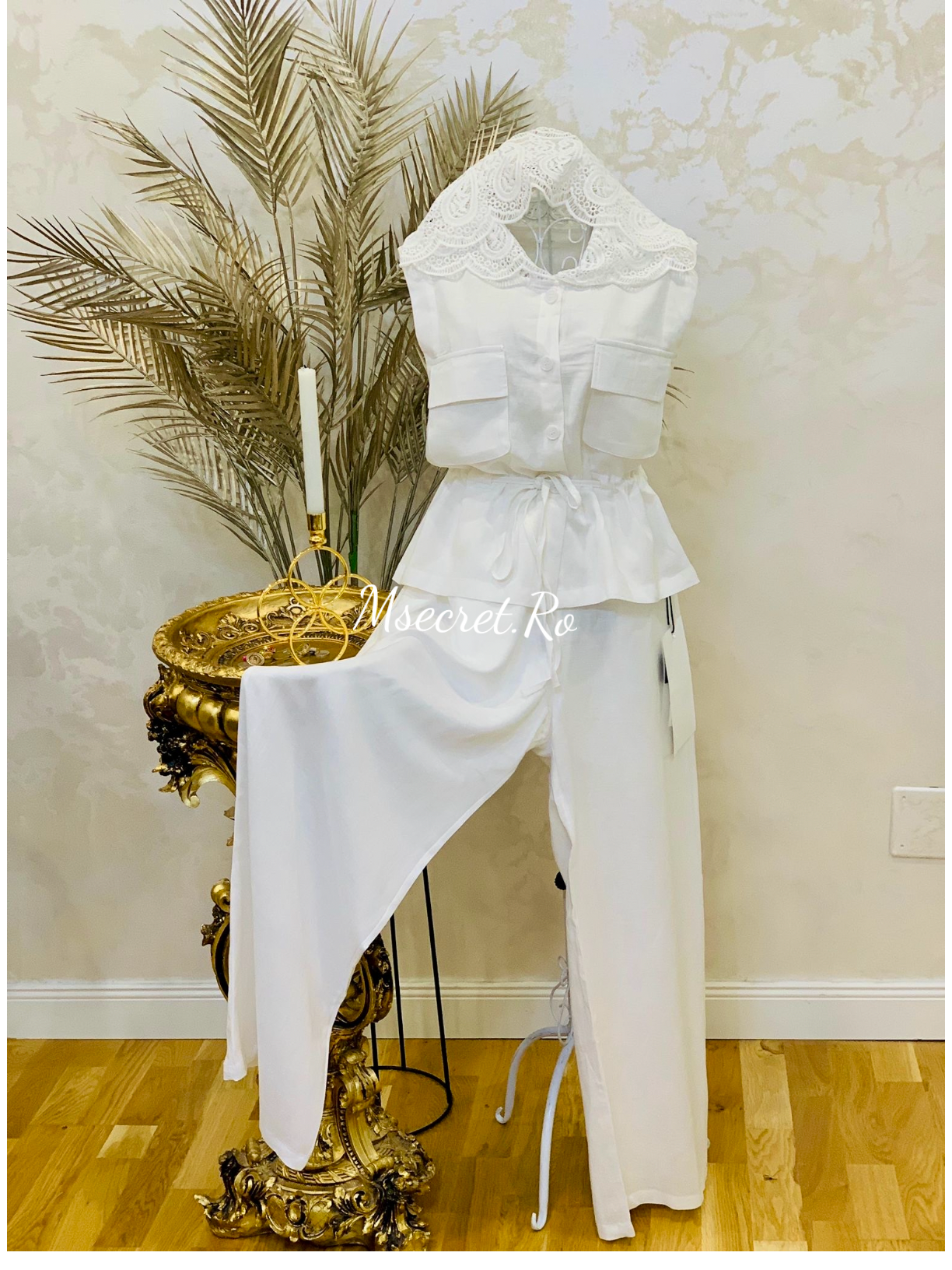 White cotton set consisting of a vest and long pants