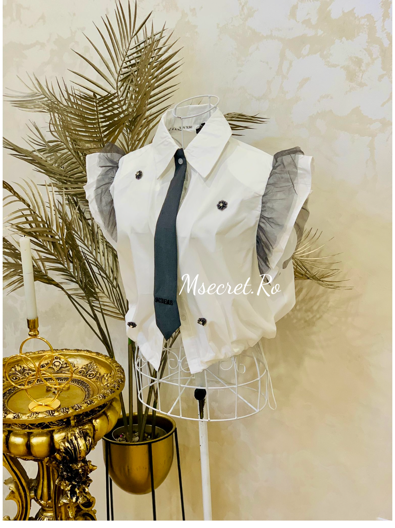 Camasa alba din bumbac cu cravata