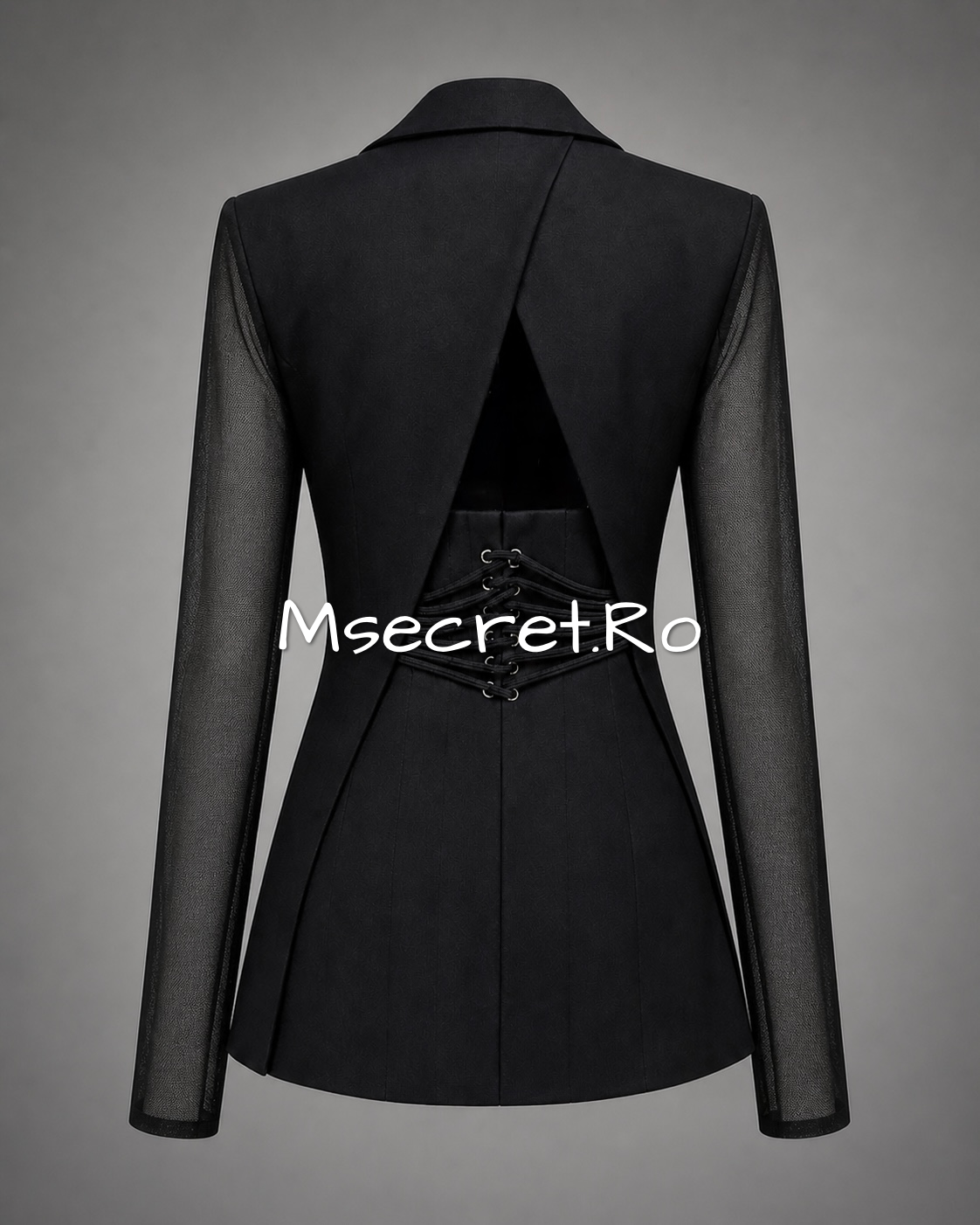 Black blazer with sheer sleeves