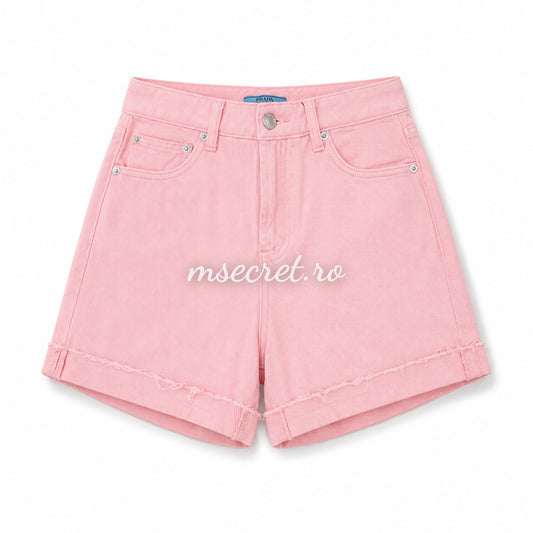 Pantaloni scurti din denim roz