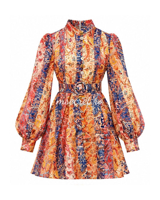 Rochie multicoloră cu mâneci bufante  Sandi