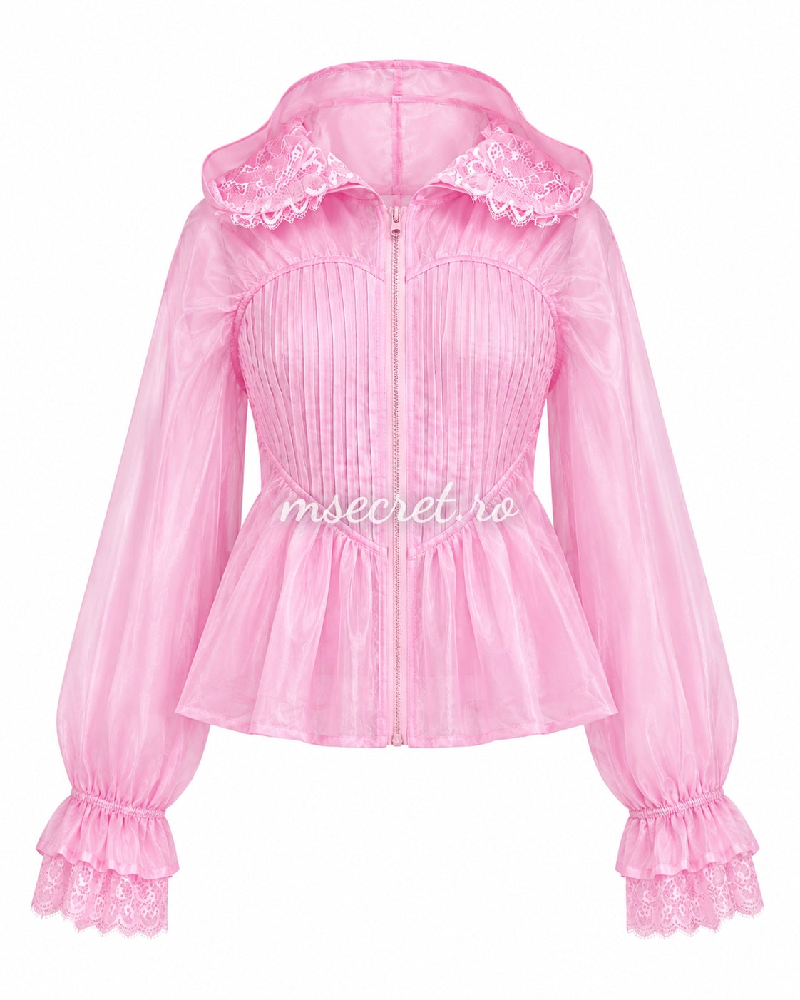 Pink jacket with lace and hood