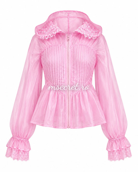 Pink jacket with lace and hood