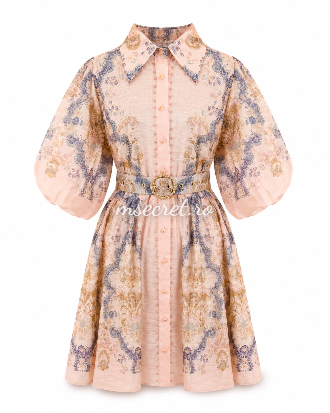 Ina long linen dress with floral print