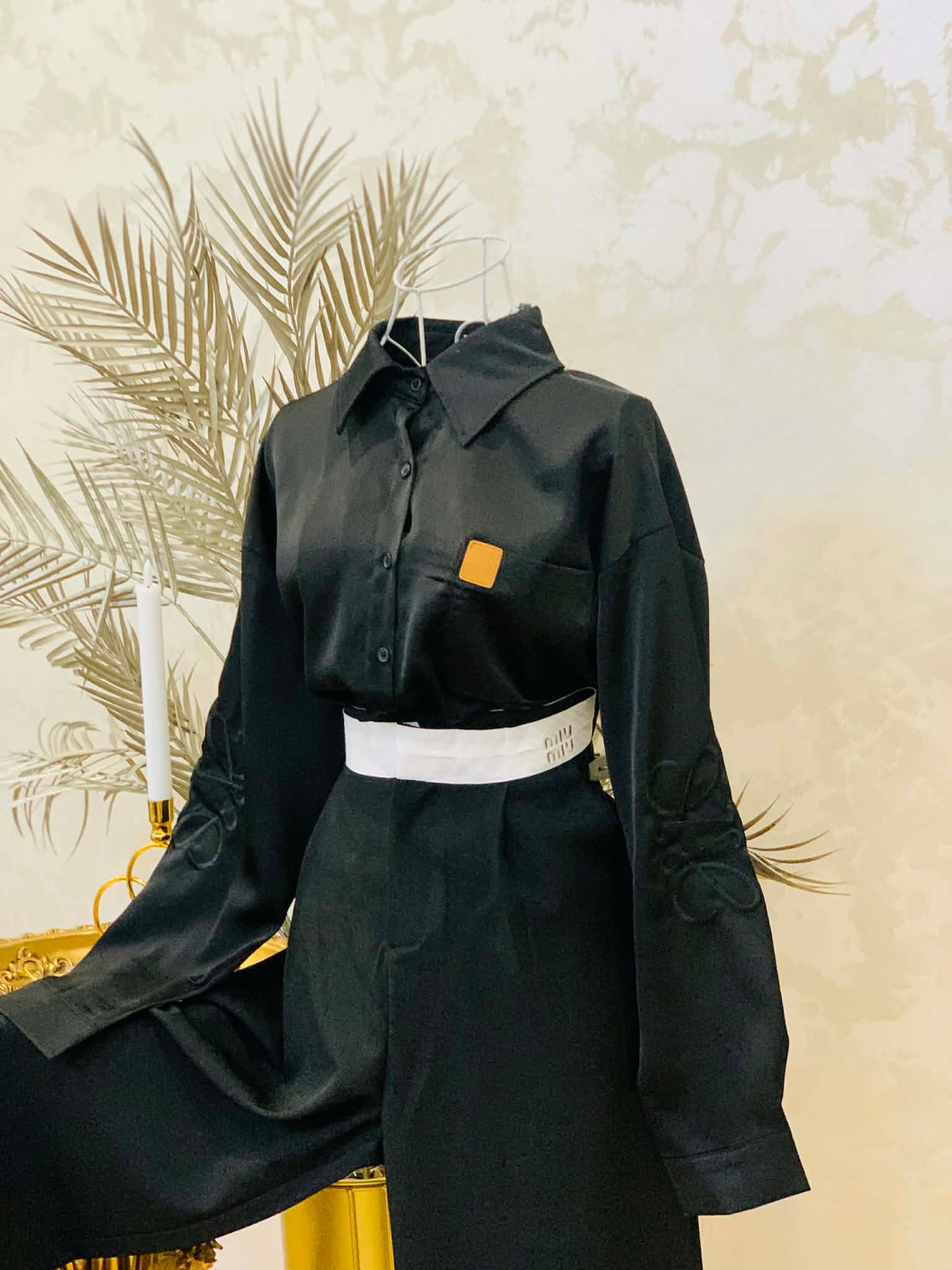 Black satin shirt