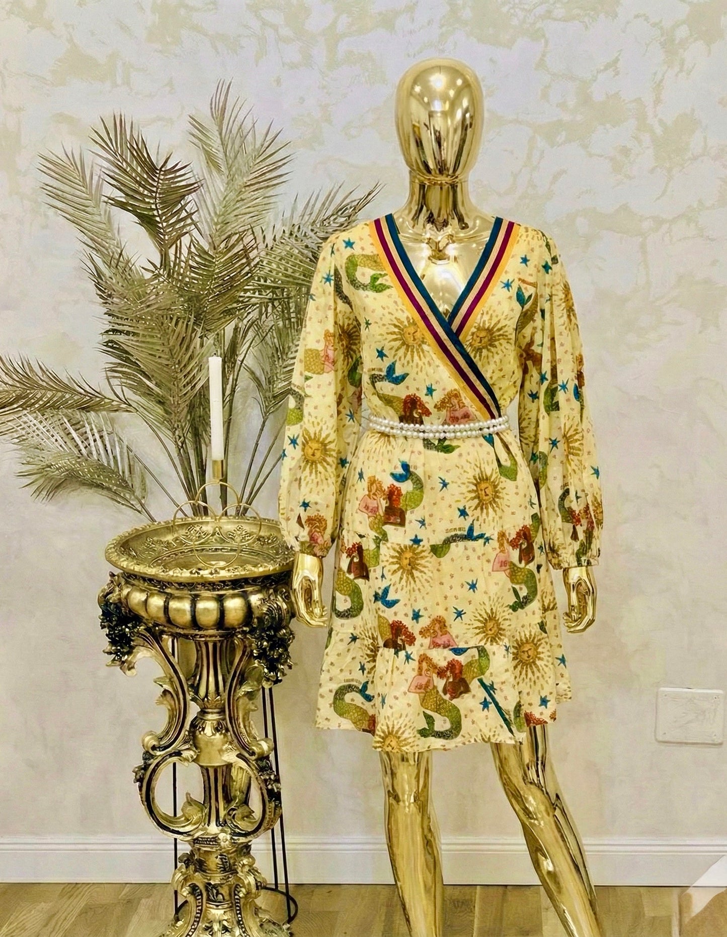 Rochie din in cu impreime martin