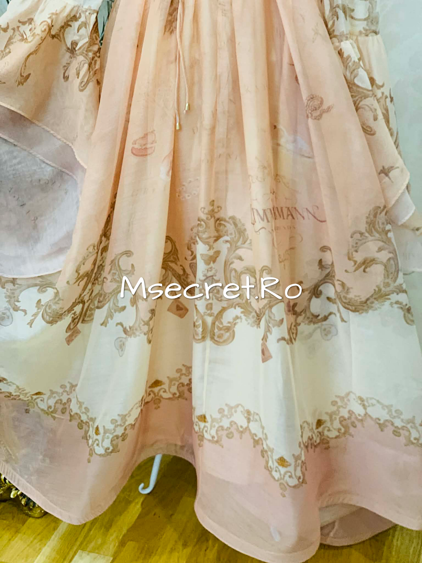 Long linen dress with baroque print