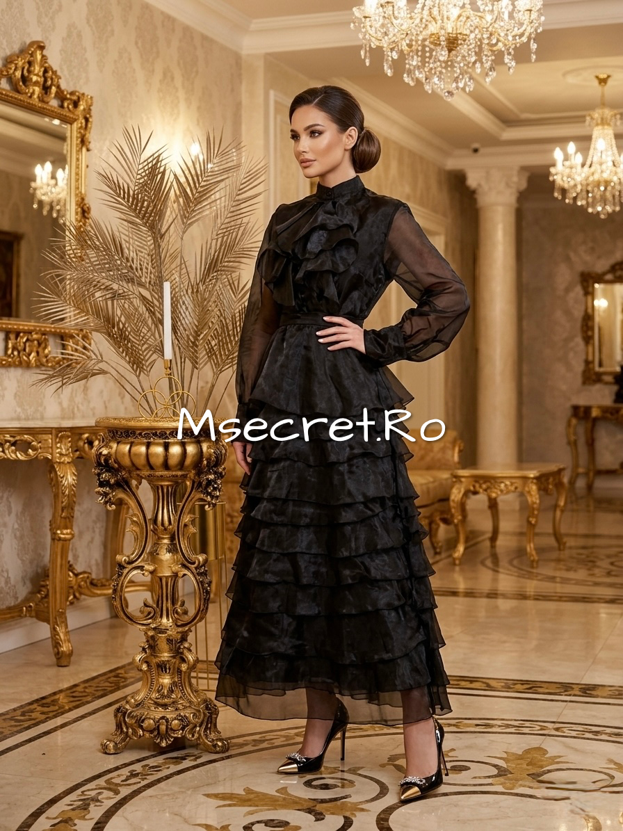Black organza set with top and skirt