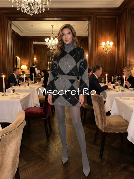 Compleu din mohair cu fusta si pulover