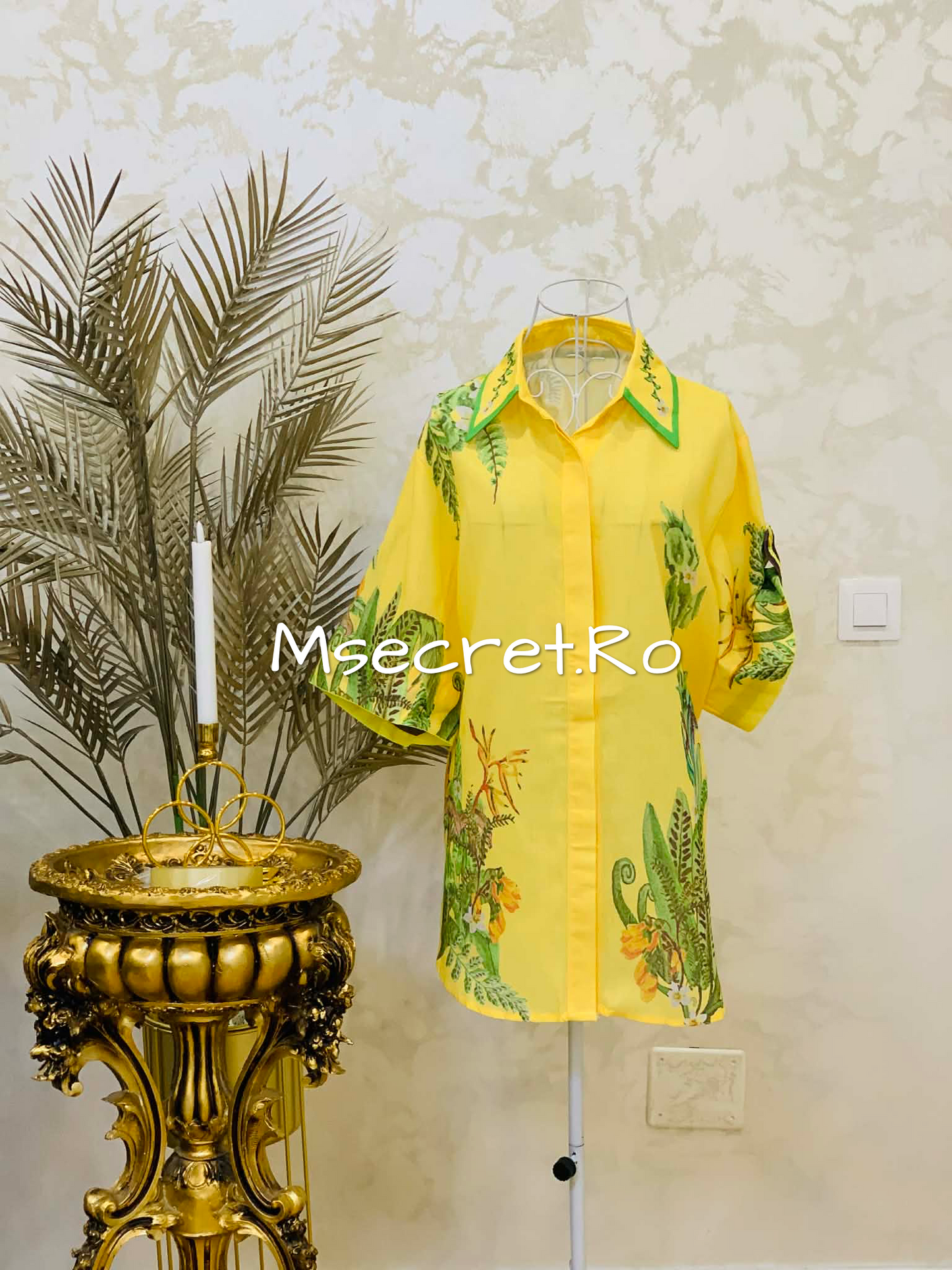 Yellow linen set with shirt and long pants