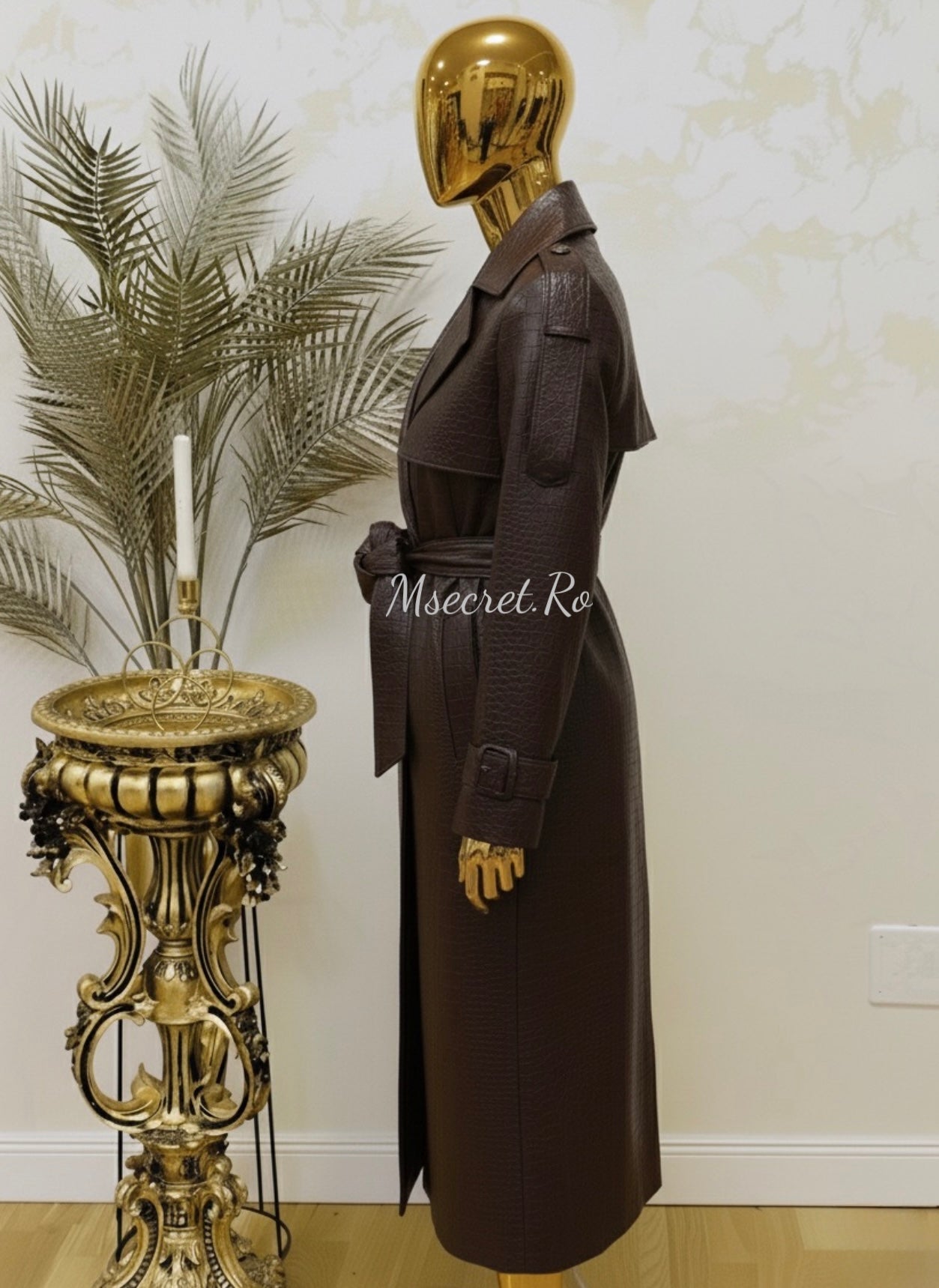 Trench lung din  piele Bellisima