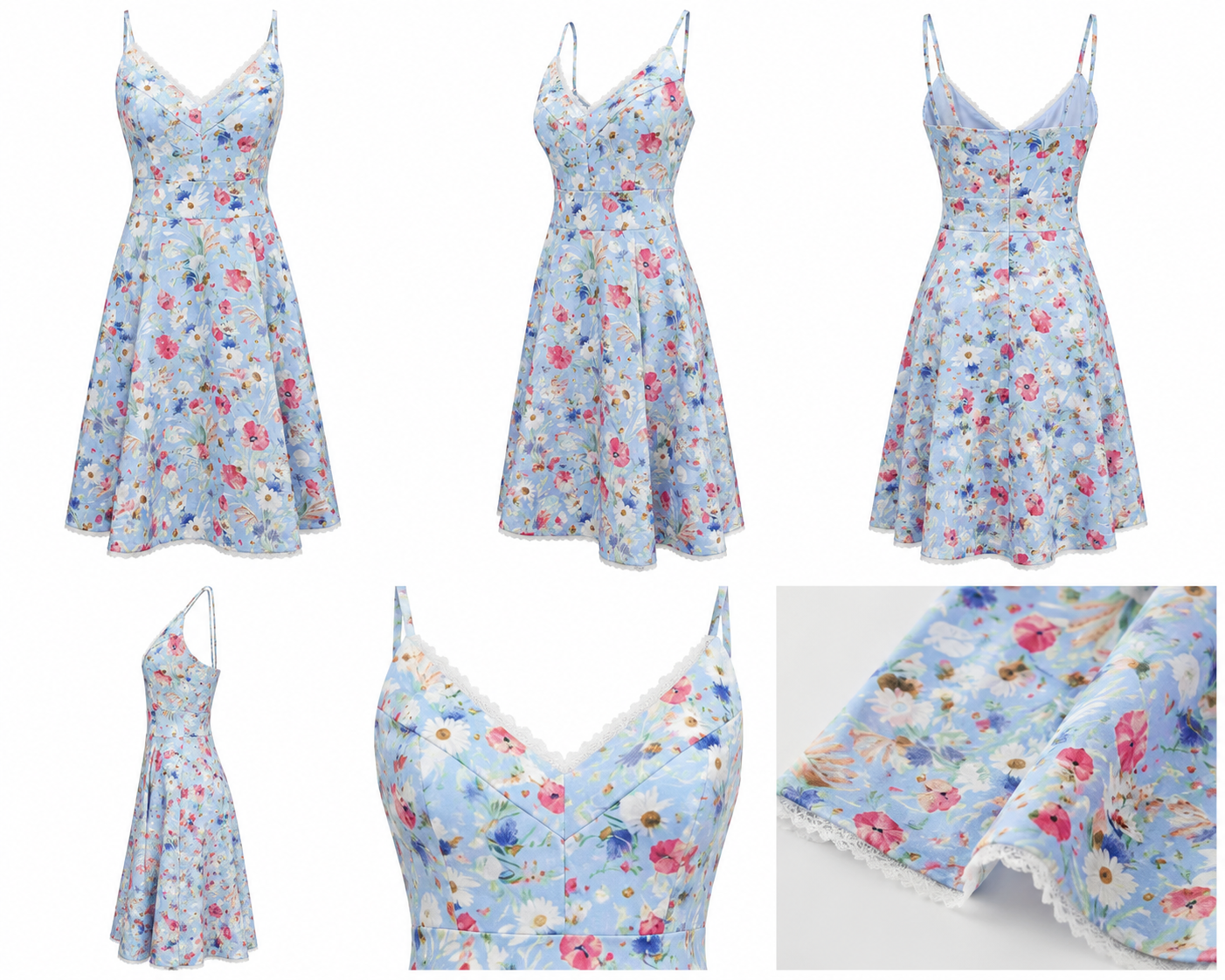 Rochie florala midi cu bretele fine
