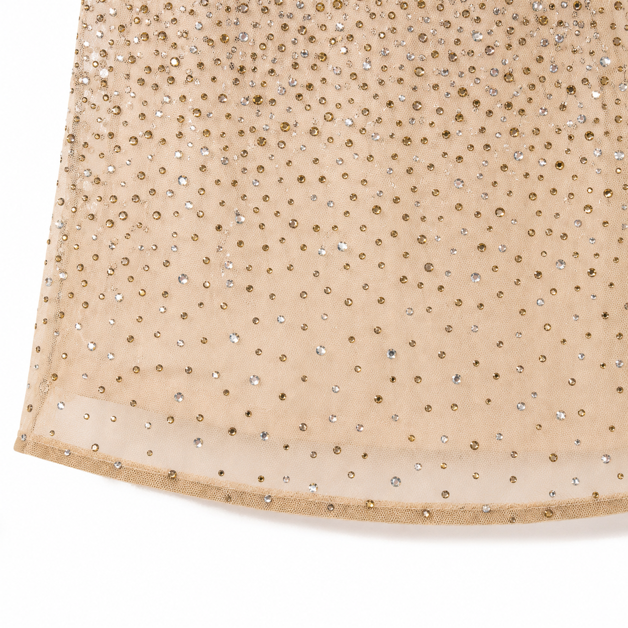 Elegant tulle blouse with gold and silver crystals