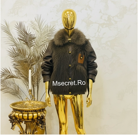 Geaca premium cu piele si blana