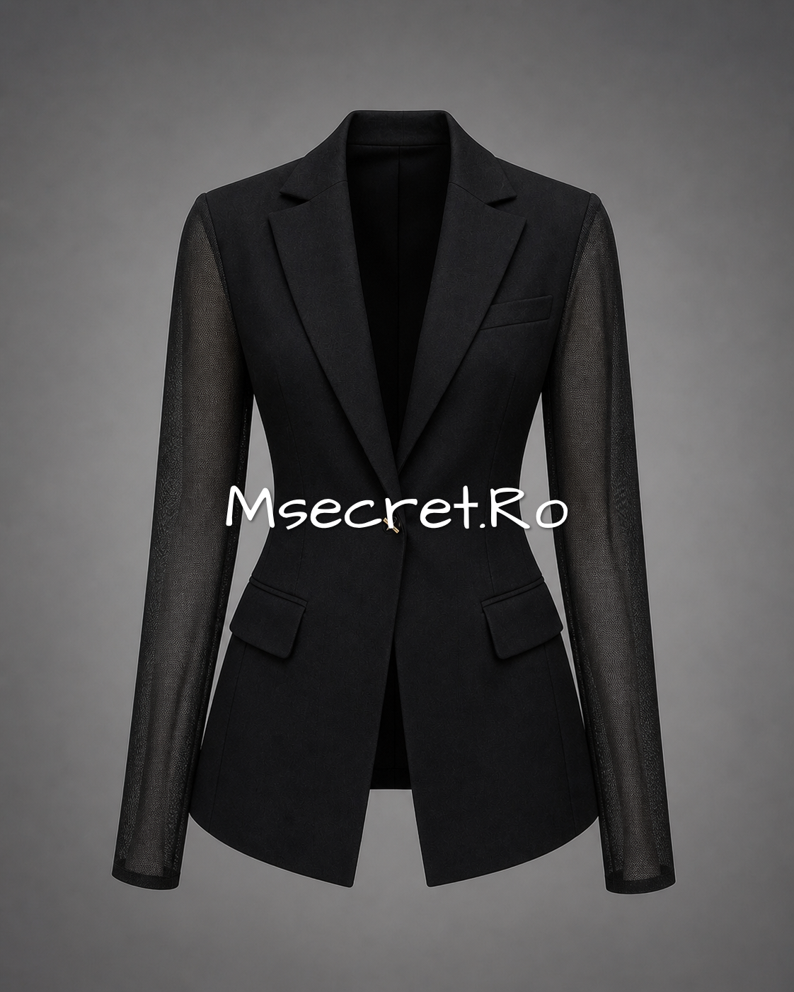 Black blazer with sheer sleeves