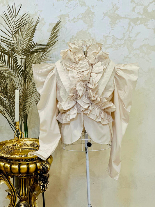 Bluza ivory cu volane