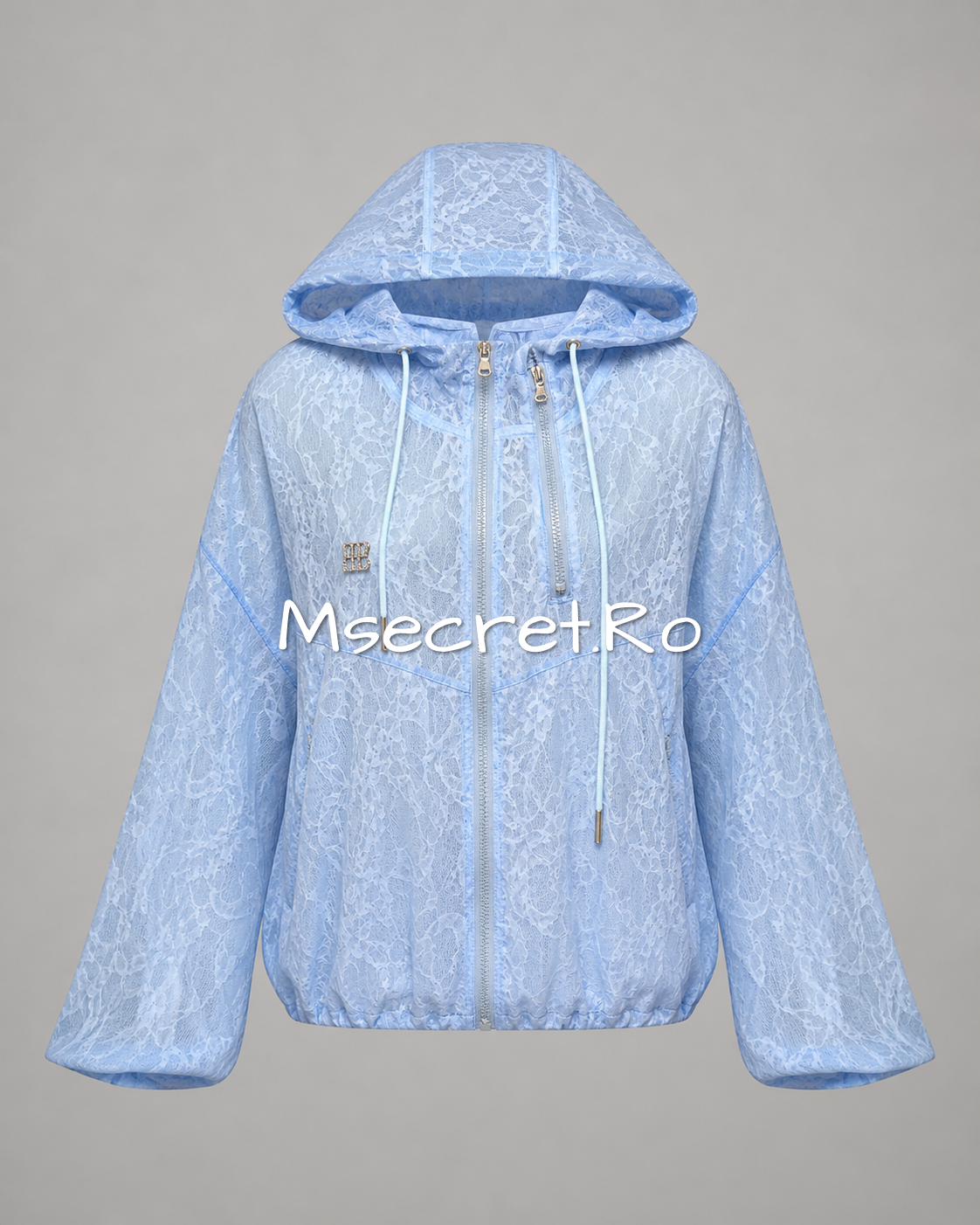 Blue jacket with lace and hood