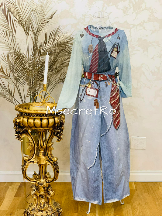 Compleu cu bluza si blugi