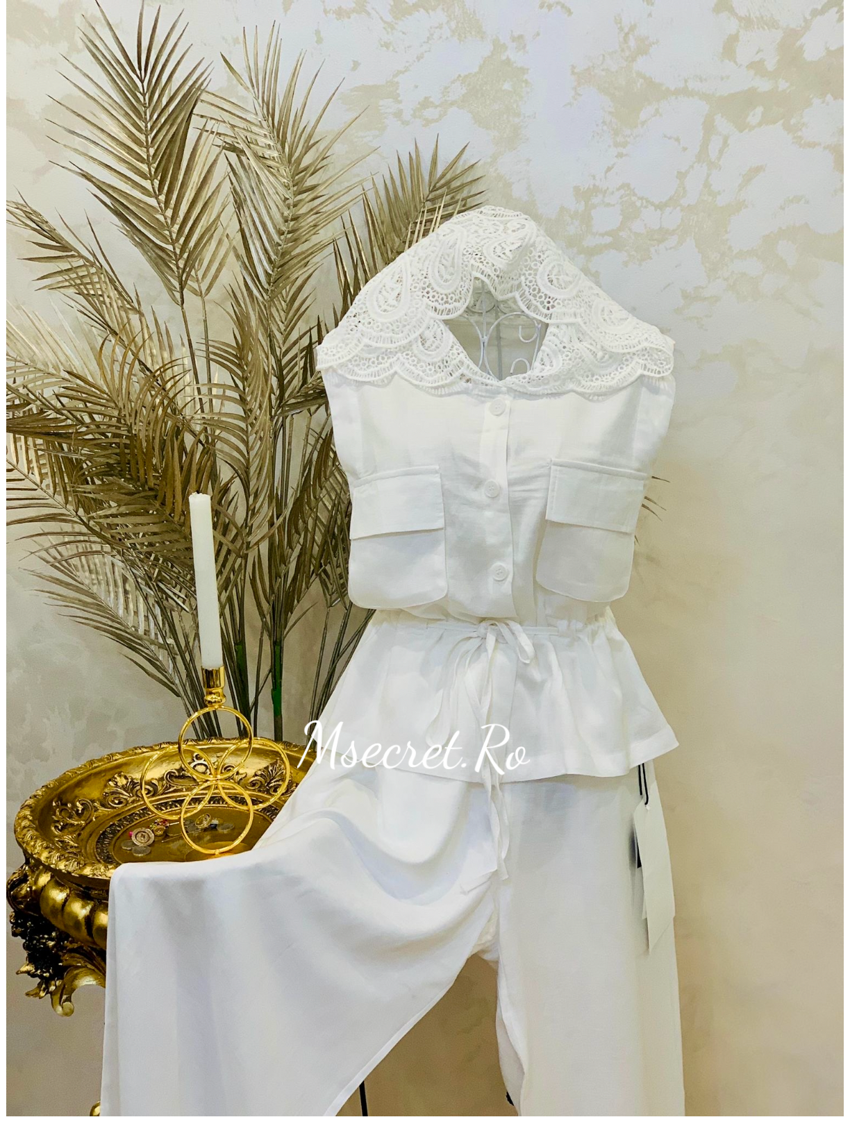 White cotton set consisting of a vest and long pants