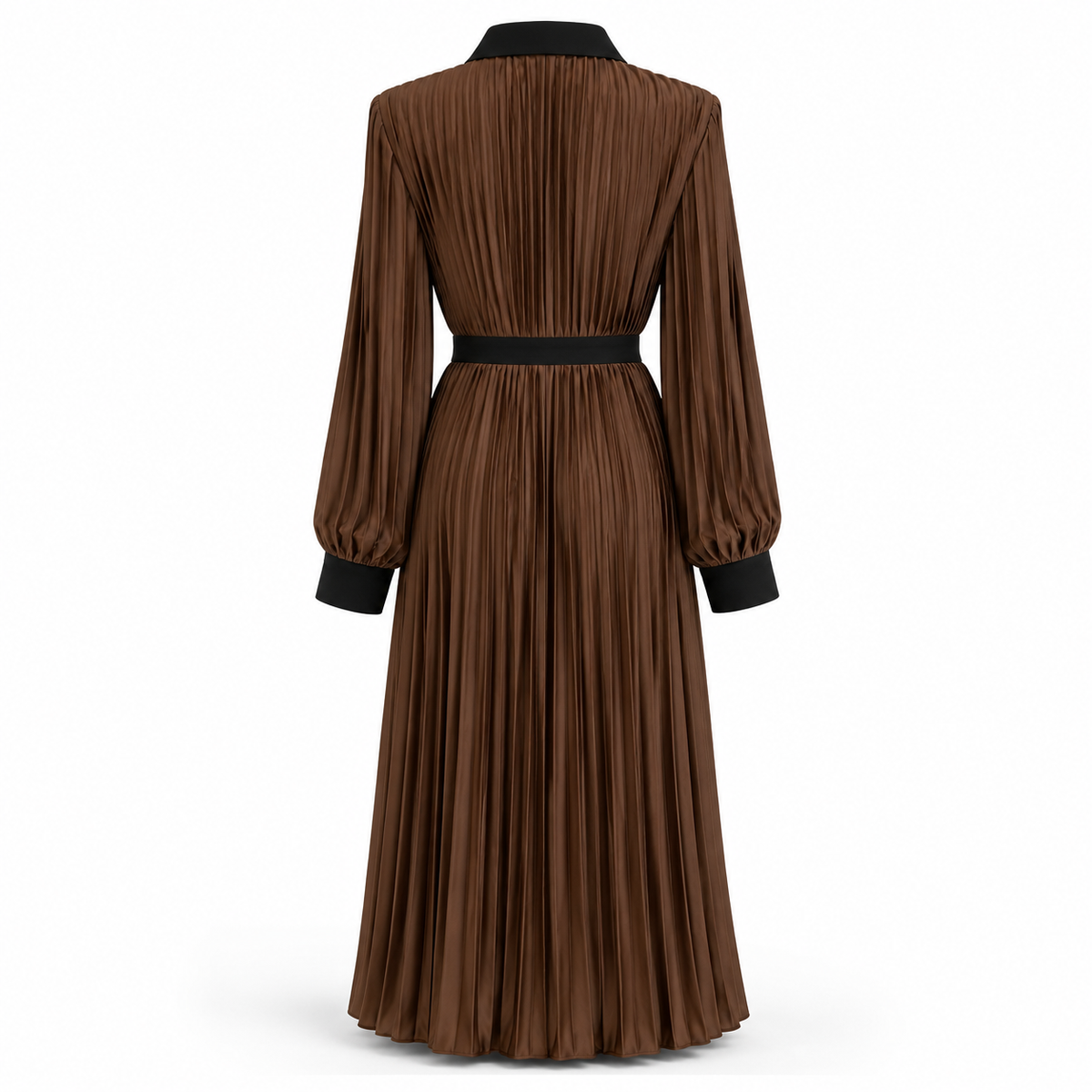 Premium satin midi dress in brown