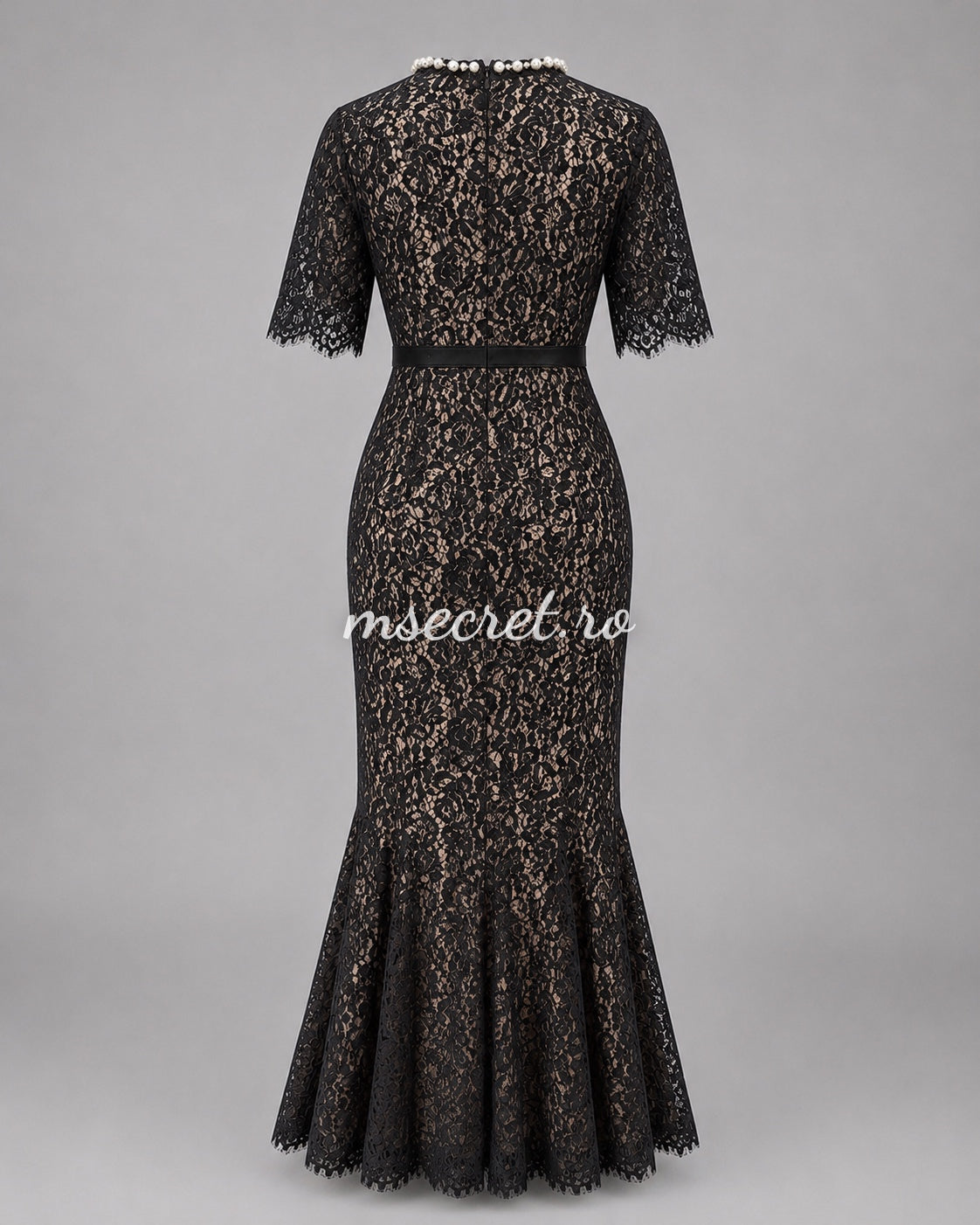 Black lace dress with beaded details