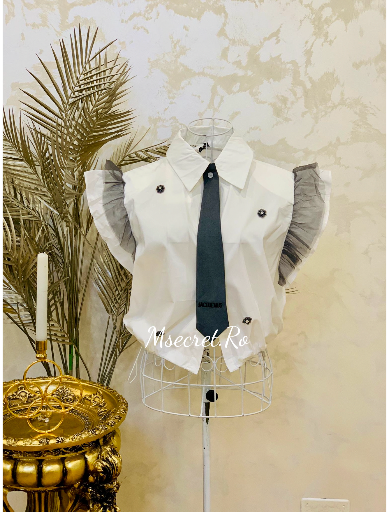 Camasa alba din bumbac cu cravata