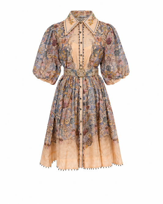Rochie din in cu imprimeu floral Ina
