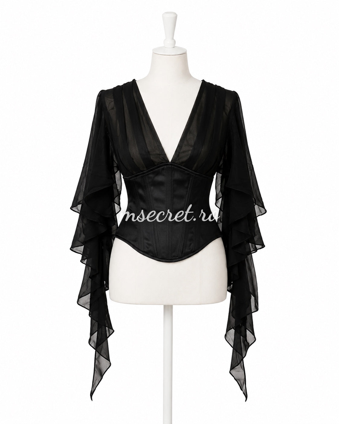 Corset negru cu maneci vaporoase ample