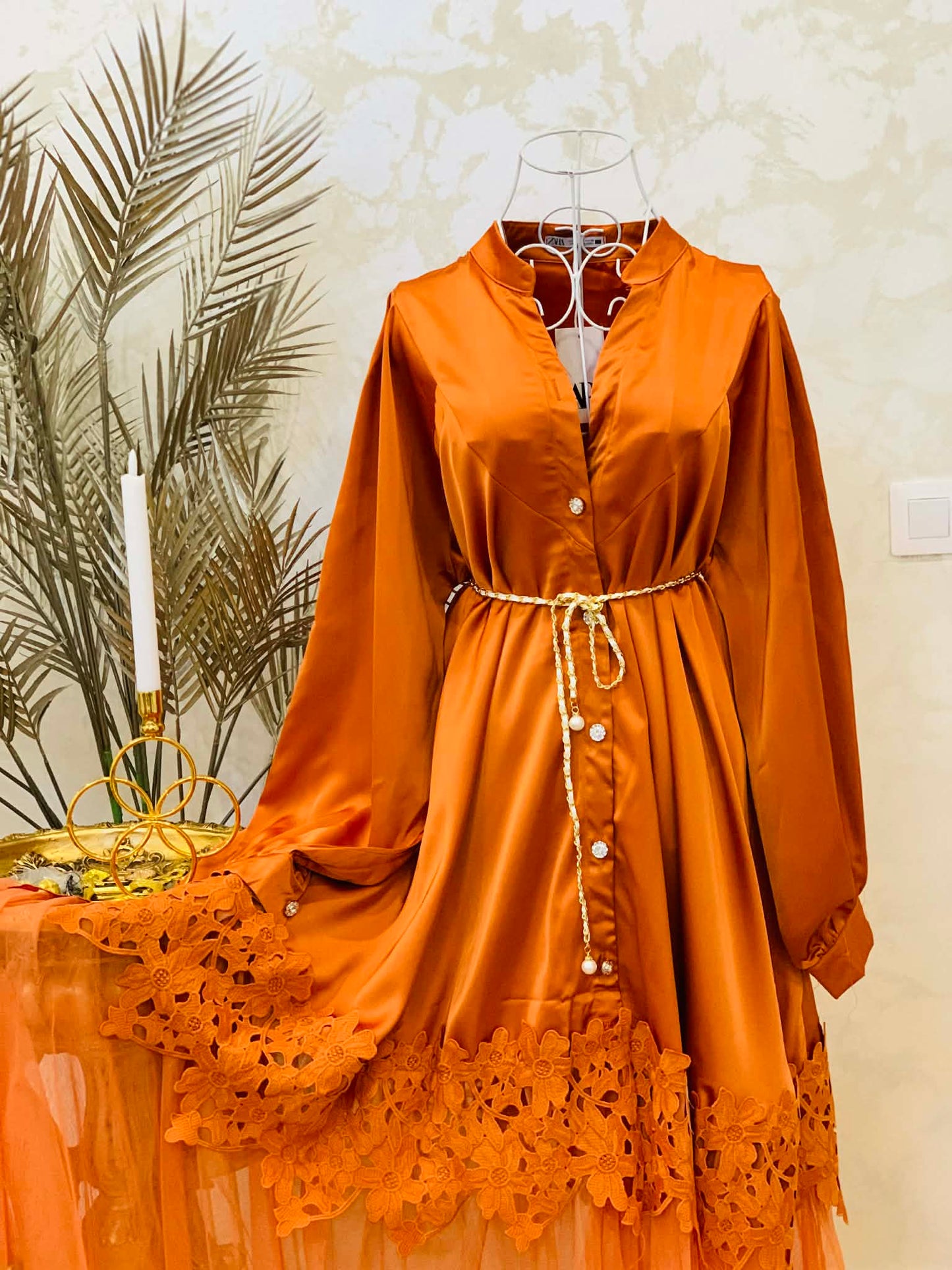 Orange dress with lace