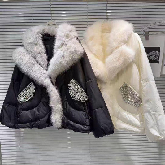 Geaca cu blana si pietre